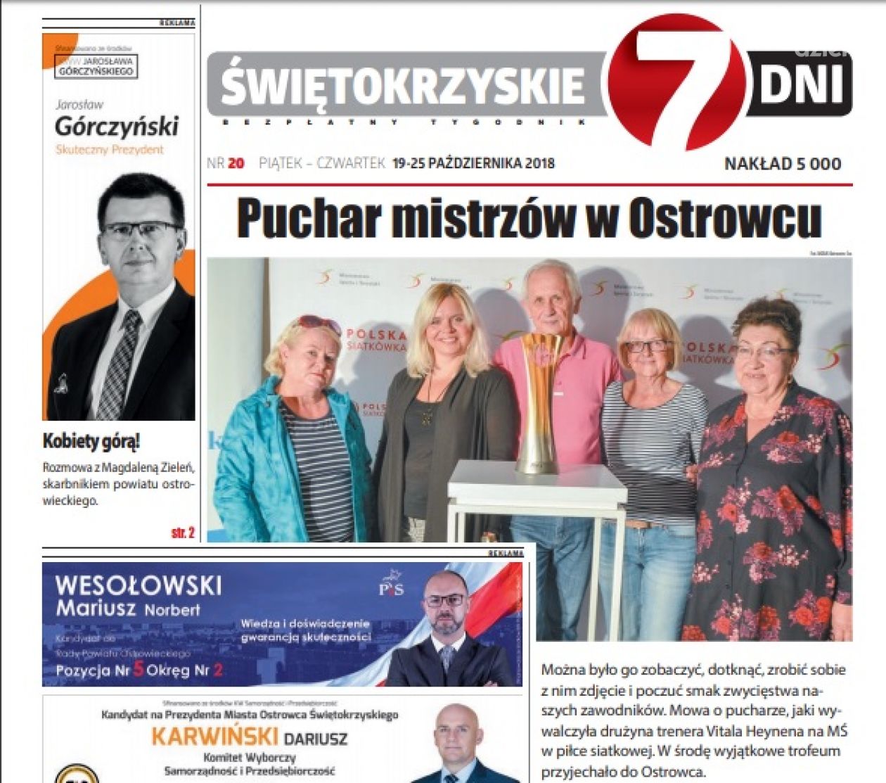 Tygodnik ŚWIĘTOKRZYSKIE 7 DNI nr 20 z 19.10.2018