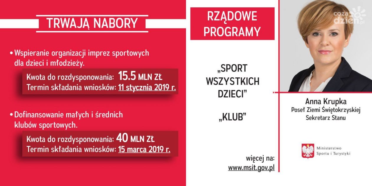 Są rządowe pieniądze na sport