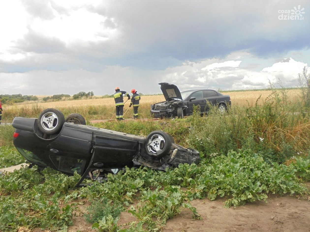 Wypadł z drogi i dachował - wypadek w Buszkowicach