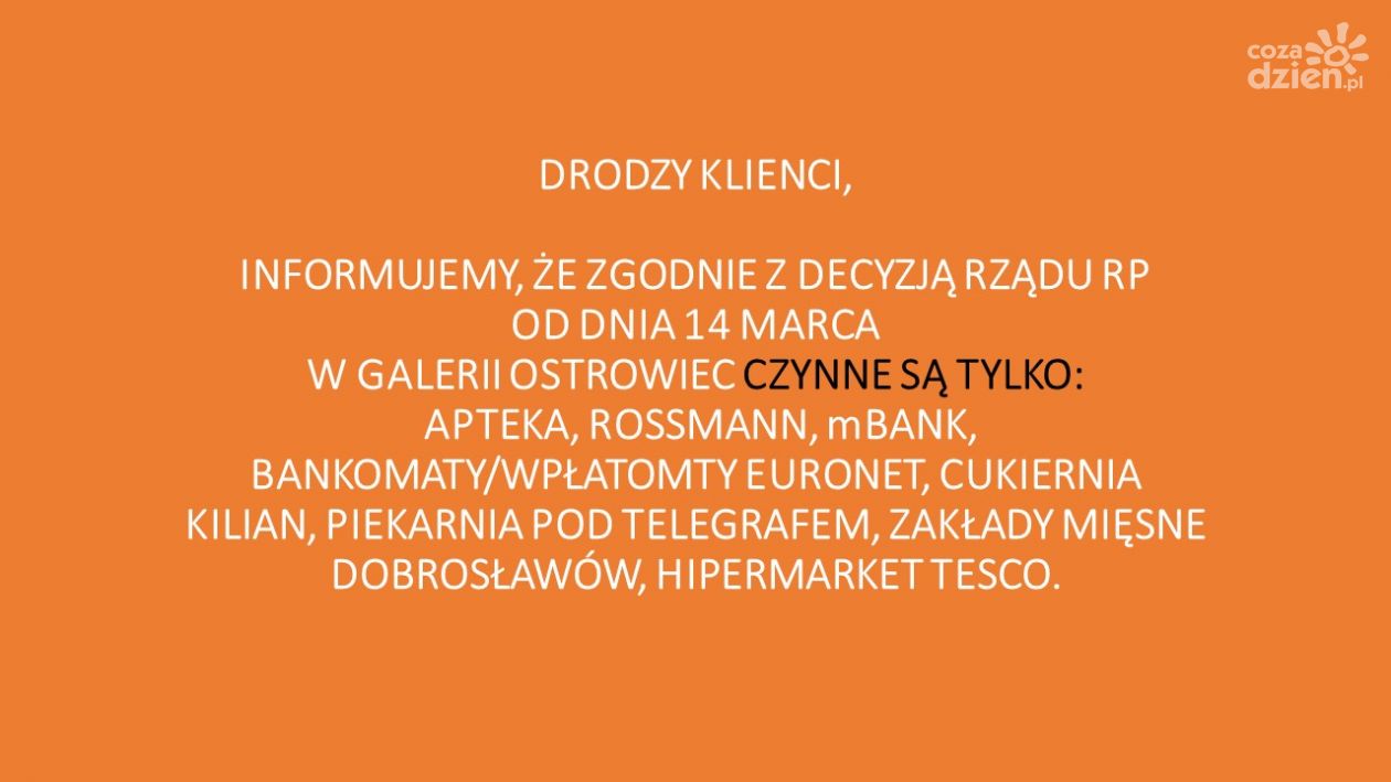 Koronawirus. Ograniczenia w funkcjonowaniu centrum handlowego