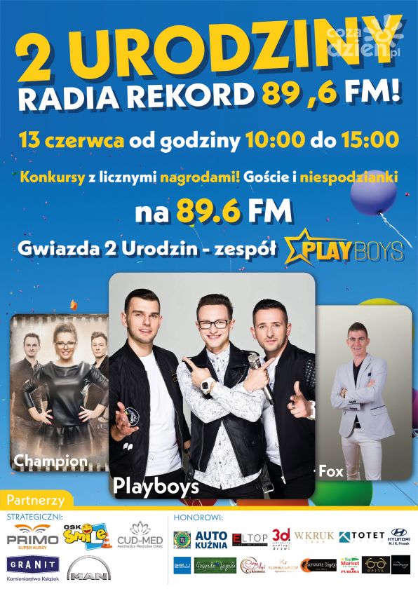 Transmisja urodzinowego koncertu Radia Rekord 89,6 Fm - zespół Playboys