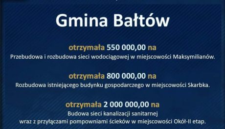 Rządowe miliony popłynęły do gminy Bałtów