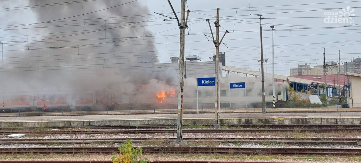 Pożar wagonu na dworcu PKP w Kielcach