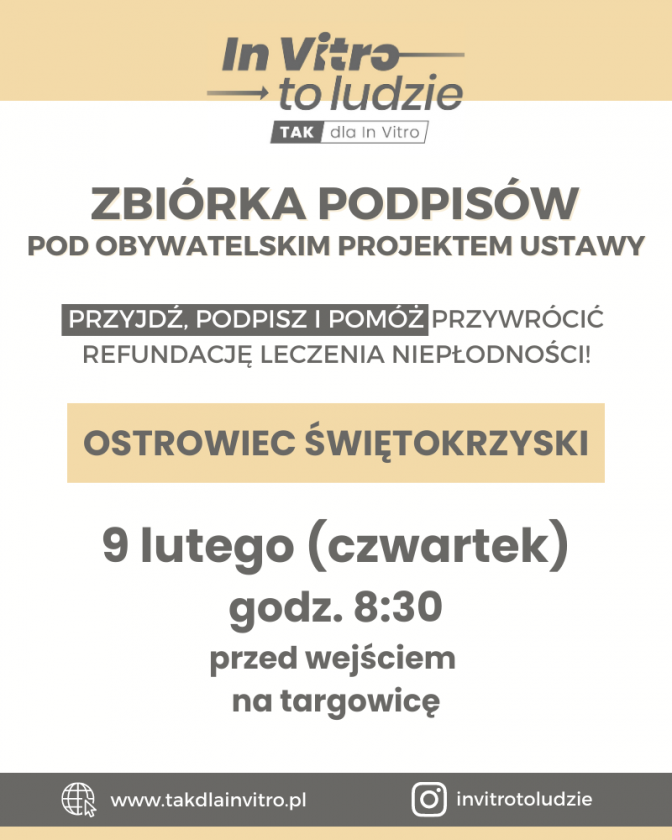 Zbiórka podpisów pod projektem finasowania in vitro