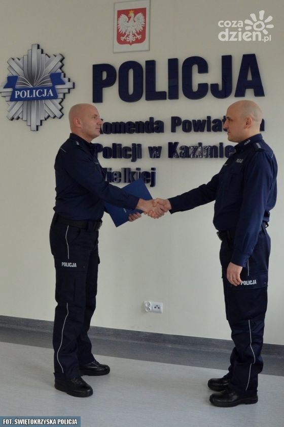 Powitanie nowego zastępcy komendanta kazimierskiej policji.