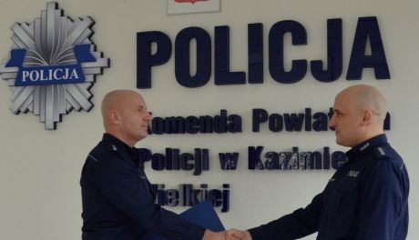 Powitanie nowego zastępcy komendanta kazimierskiej policji.