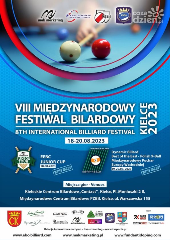 Pod patronatem Radia Rekord - 8 Międzynarodowy Festiwal Bilardowy -Kielce 2023