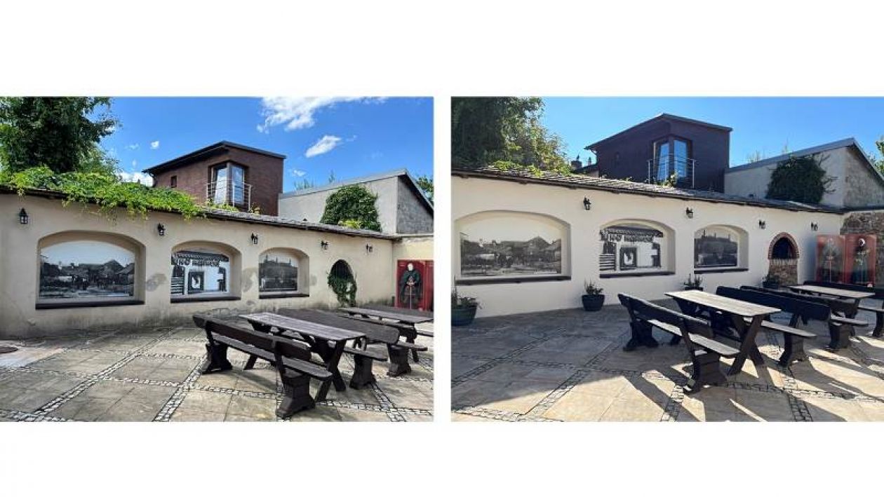 Dziedziniec zabytkowej kamienicy w Chęcinach po remoncie