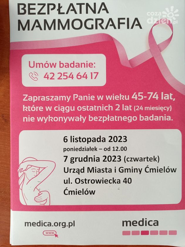Bezpłatna mammografia dla mieszkanek gminy Ćmielów
