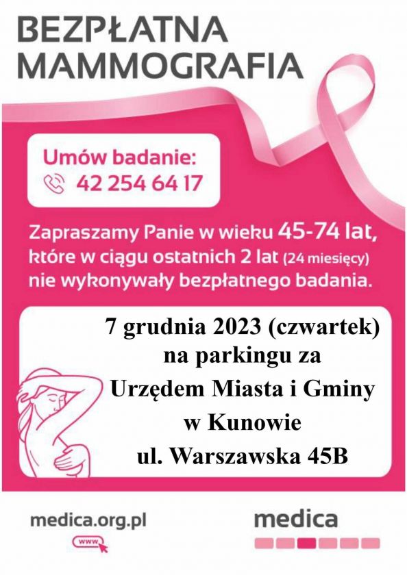 Panie z gminy Kunów mogą wykonać bezpłatną mammografię 