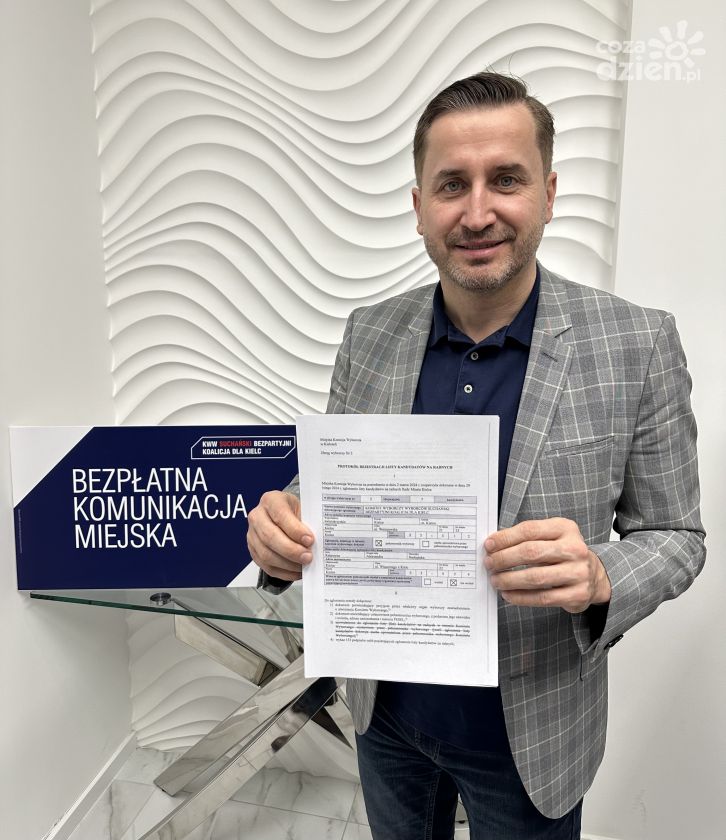 Komitet wyborczy Kamila Suchańskiego jako pierwszy zarejestrował listy do Rady Miasta Kielce