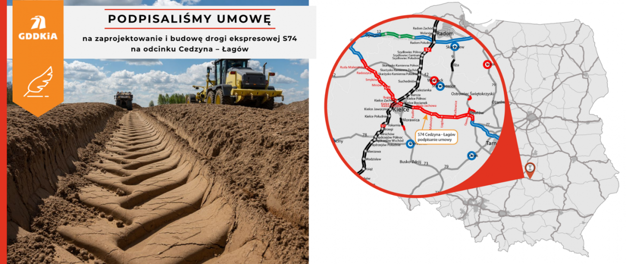 To będzie najdłuższy  odcinek nowej S 74 w regionie świętokrzyskim