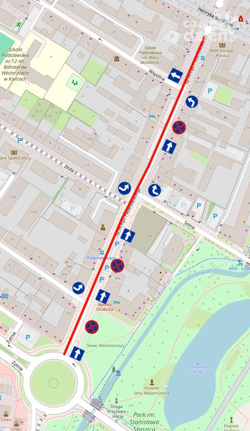 Nowe zmiany organizacji ruchu w centrum Kielc