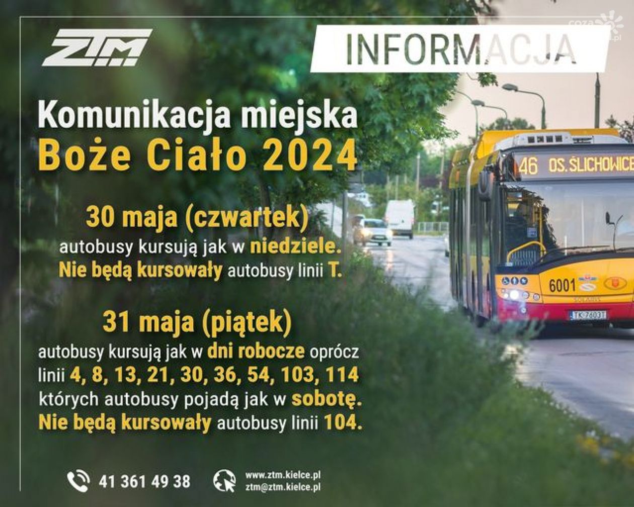 Świąteczne zmiany w kursowaniu kieleckich autobusów 
