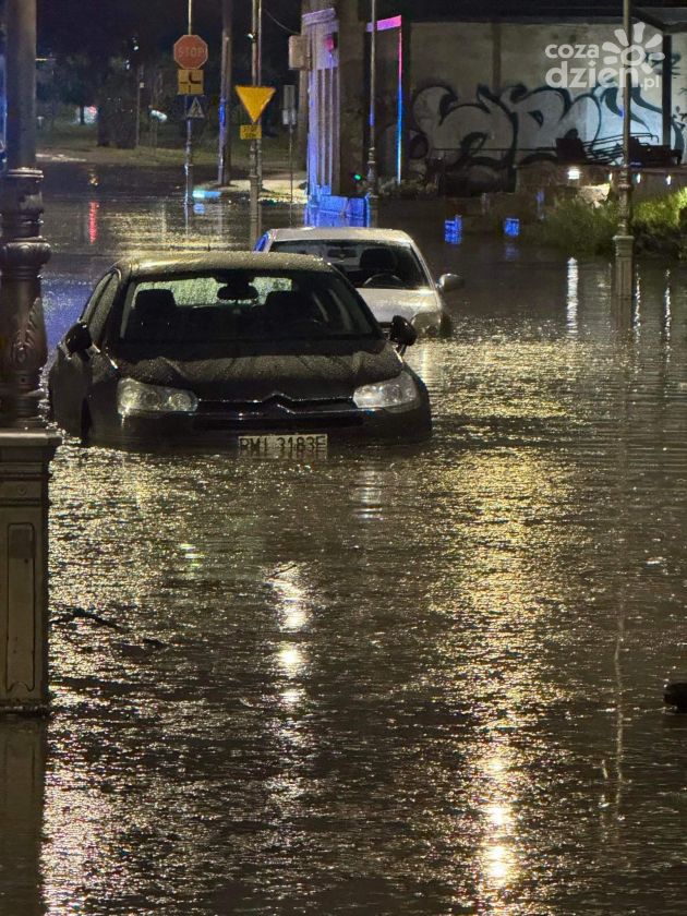 Potężna nawałnica w Kielcach. Grad, połamane drzewa, zalane ulice