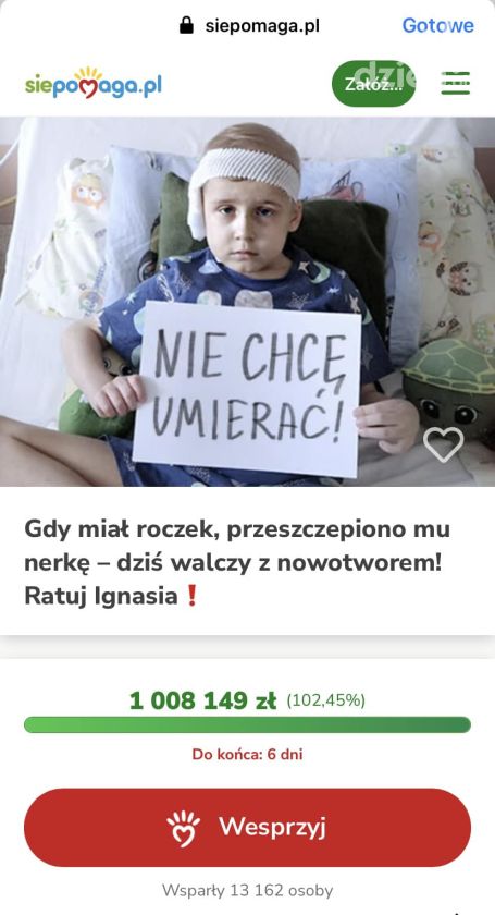 Udało się! 7-letni Ignaś z Ostrowca otrzyma lek wart milion złotych