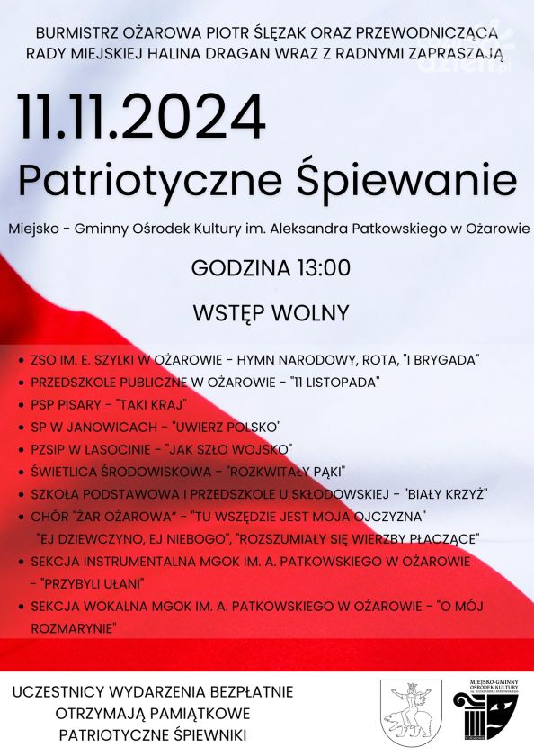 Ożarów będzie śpiewająco świętował 11 Listopada 