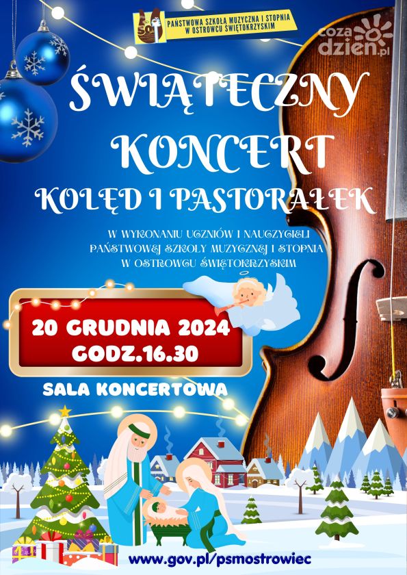 Koncert kolęd i pastorałek w nowo oddanej sali koncertowej ostrowieckiej szkoły muzycznej
