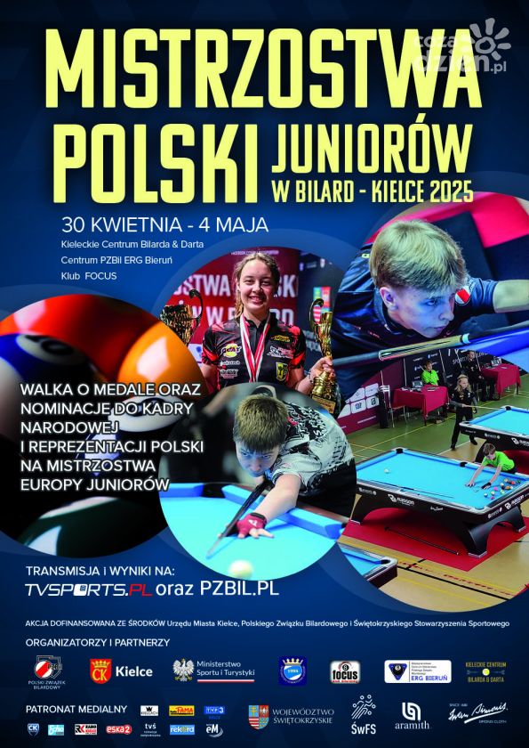 Mistrzostwa Polski Juniorów w Bilard – Kielce 2025. Kielczanie z szansami na medale!