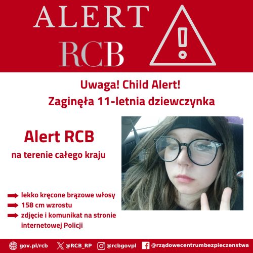 CHILD ALERT: Zaginęła 11-letnia Patrycja z Dziewkowic – jej życie może być zagrożone