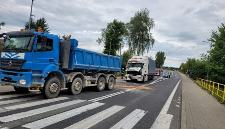 Zderzenie samochodów ciężarowych w Śladkowie Małym 