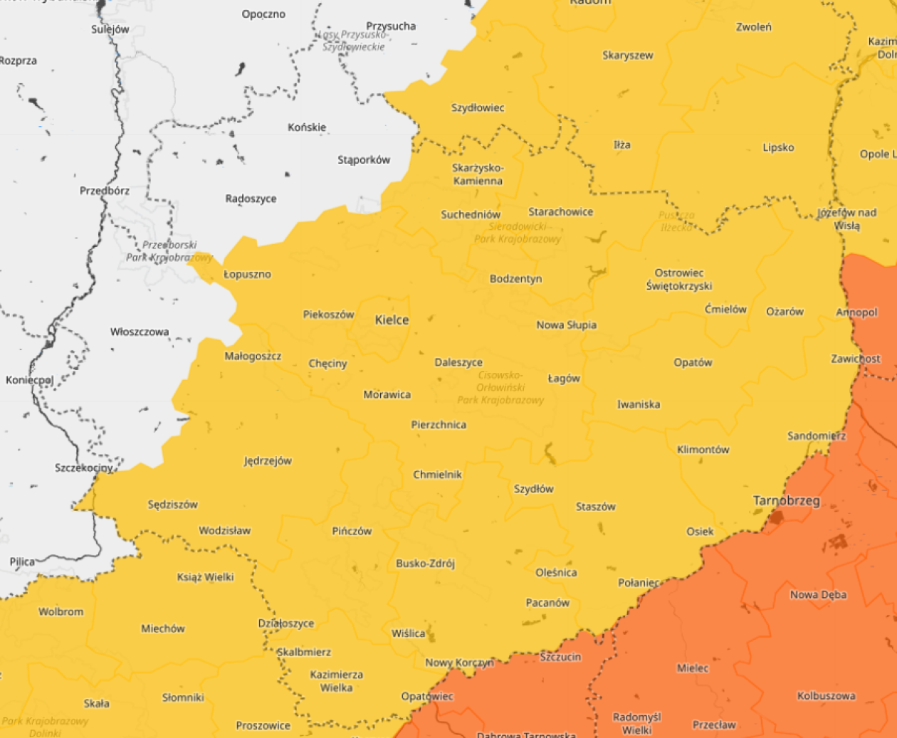 Ostrzeżenie meteorologiczne dla Kielc i regionu