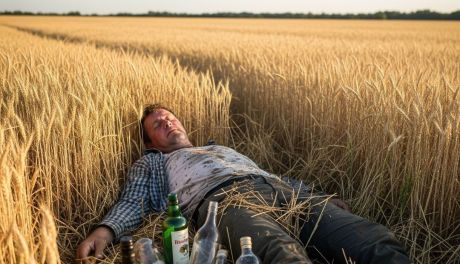 Pijany wjechał w bramę i schował się w zbożu 