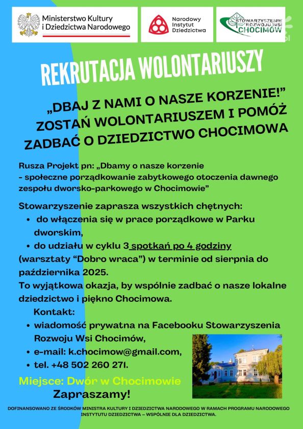 
Wolontariusze poszukiwani do prac w parku w Chocimowie 
