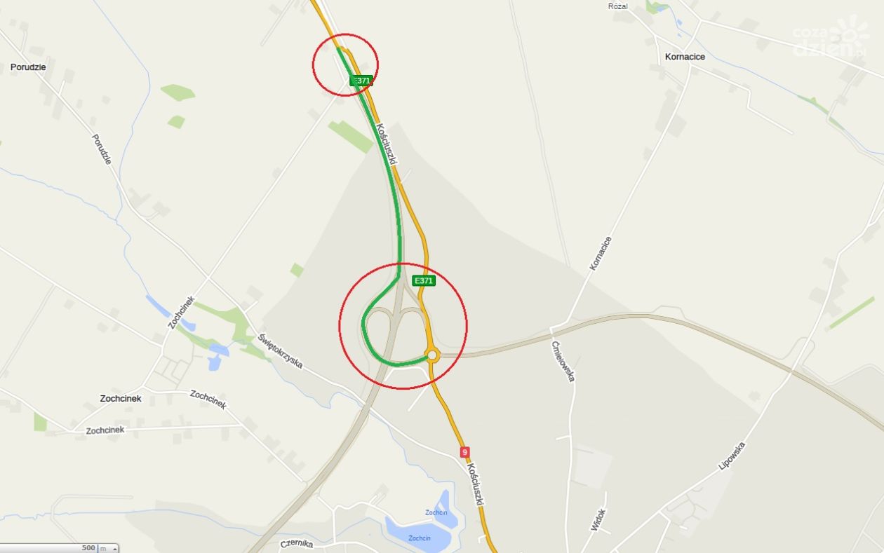 Zmiany w organizacji ruchu na DK 9 między Ostrowcem a Opatowem 