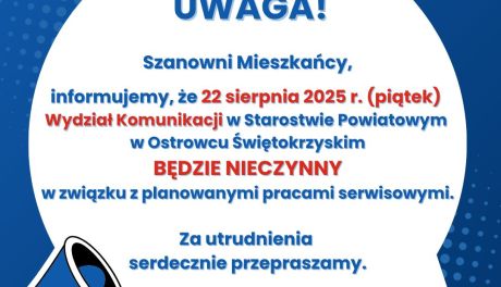 Nieczynny  wydział komunikacji w ostrowieckim starostwie 