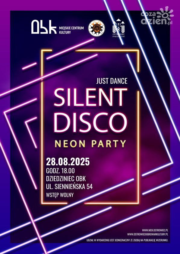 Neon party ze słuchawkami na uszach