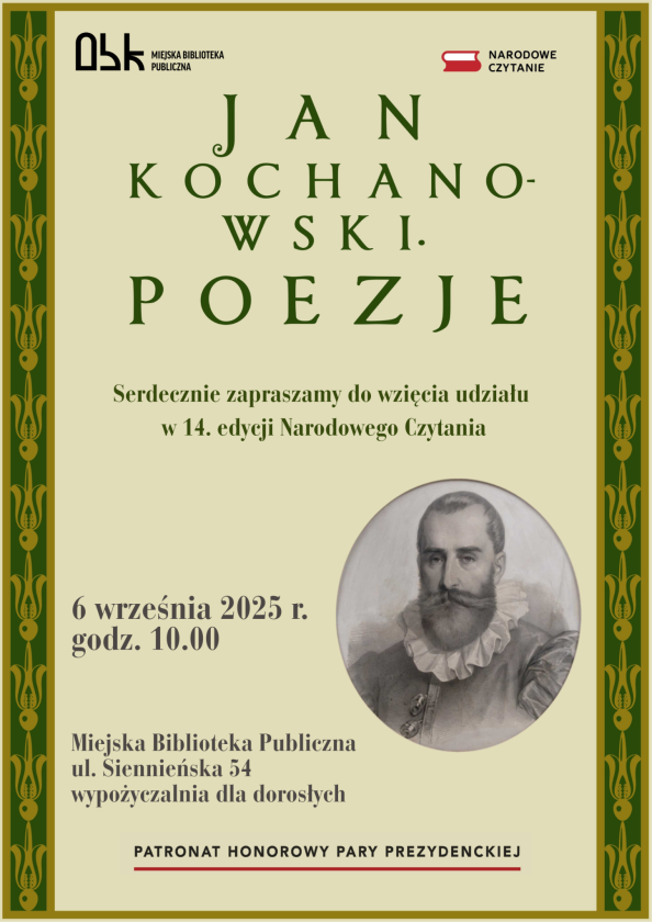 Ostrowiecka biblioteka zaprasza na narodowe czytanie poezji Jana Kochanowskiego  