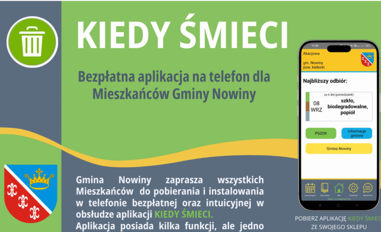 Mieszkańcy Nowin z tą aplikacją nie zapomną o wywozie śmieci