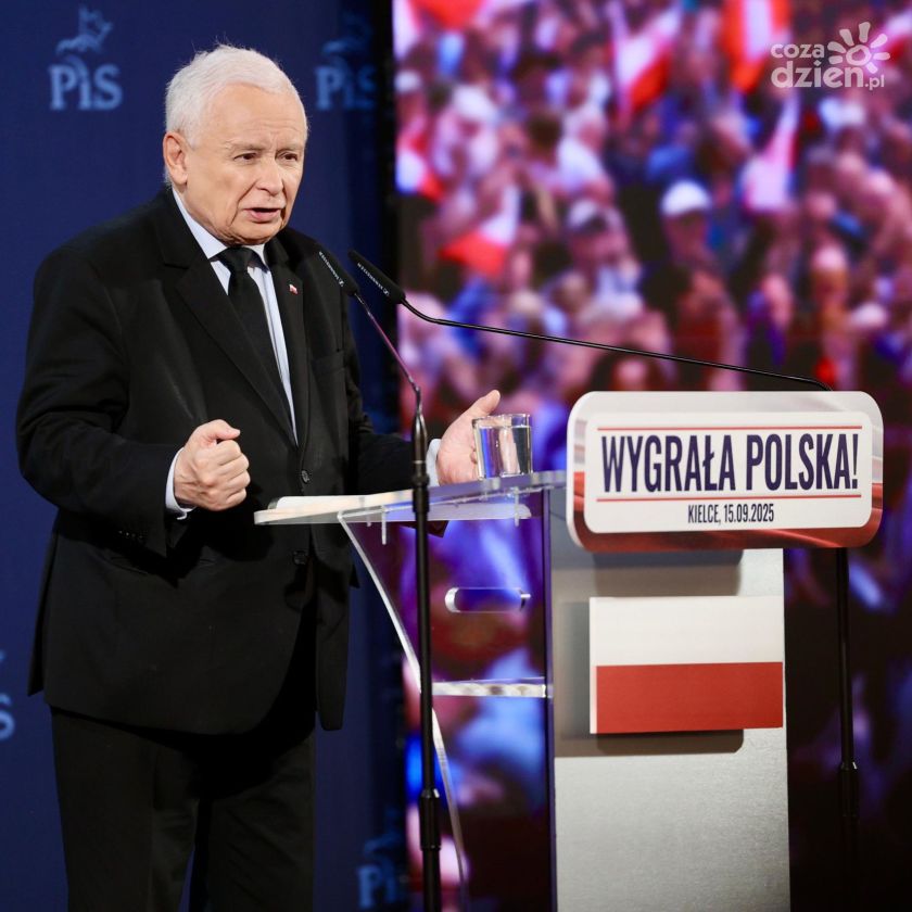 Jarosław Kaczyński w Kielcach — dziękował za poparcie, krytykował rząd
