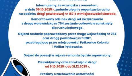W gminie Bałtów zmiany w organizacji ruchu z powodu remontu odcinka drogi powiatowej 