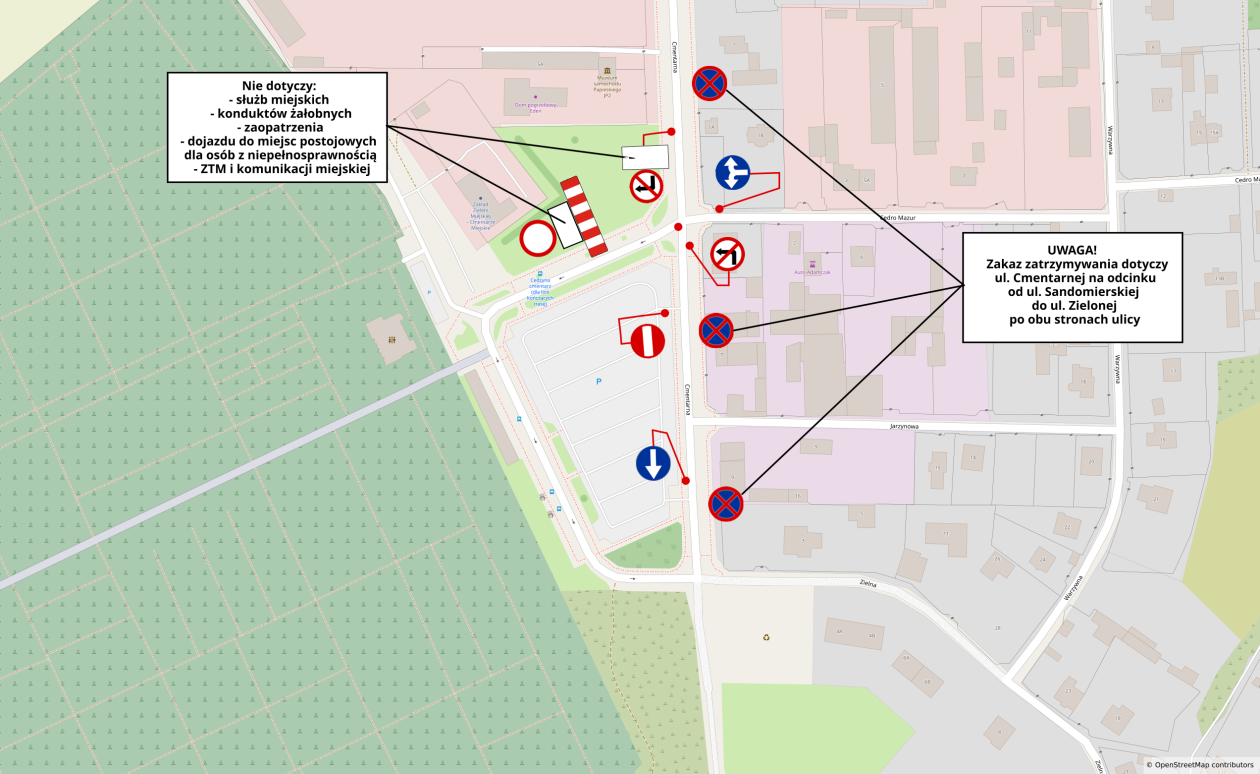 Zmiany w organizacji ruchu przy cmentarzu w Cedzynie