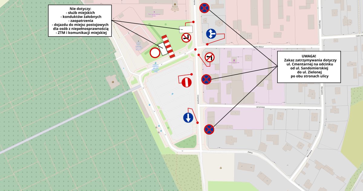 Zmiany w organizacji ruchu przy cmentarzu w Cedzynie