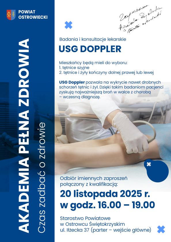 Bezpłatne badania USG Doppler dla mieszkańców powiatu ostrowieckiego