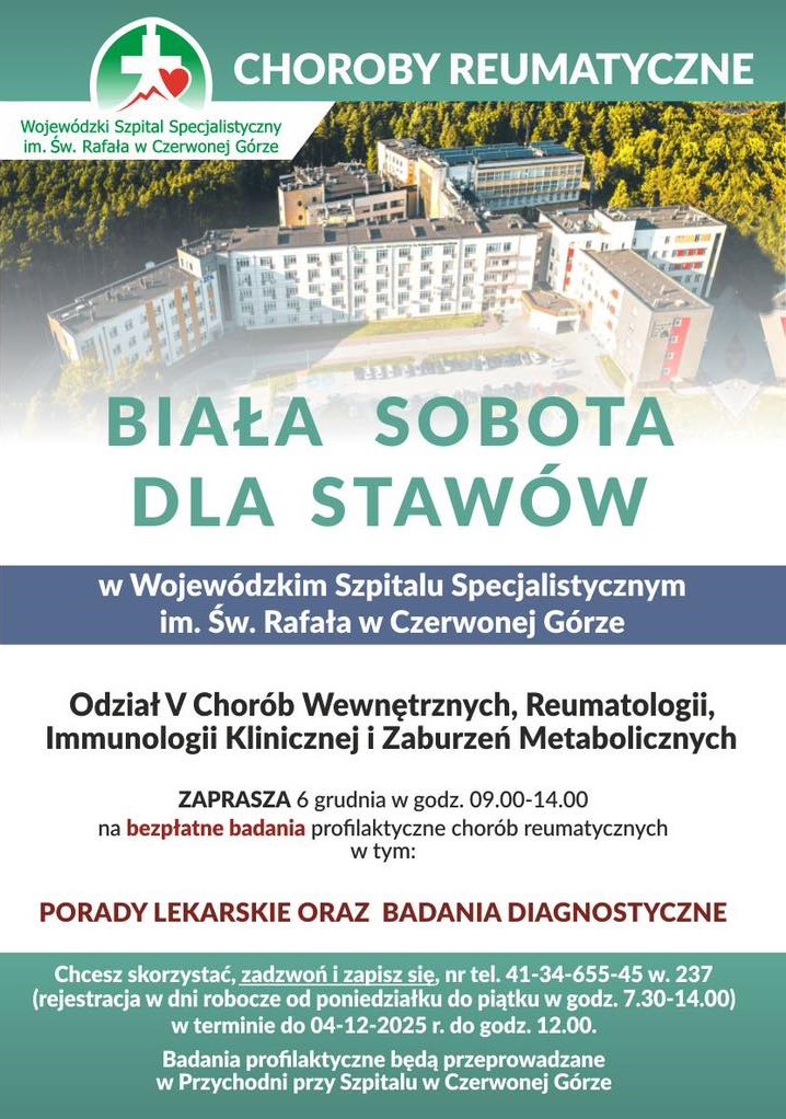 „Biała Sobota dla Stawów” w Czerwonej Górze – bezpłatne badania i konsultacje