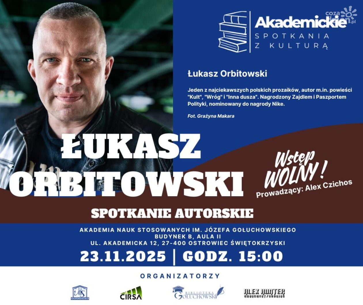 Łukasz Orbitowski spotka się z czytelnikami w auli ostrowieckiej uczelni