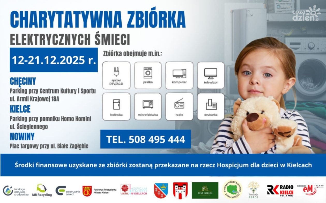 Charytatywna zbiórka elektrycznych śmieci. Dochód trafi do Hospicjum dla Dzieci w Kielcach