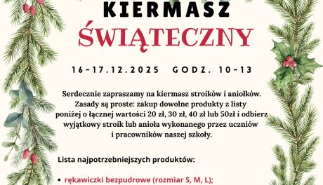 Kiermasz Świąteczny w Szkole przy ul. Paderewskiego – Pomagamy Hospicjum!