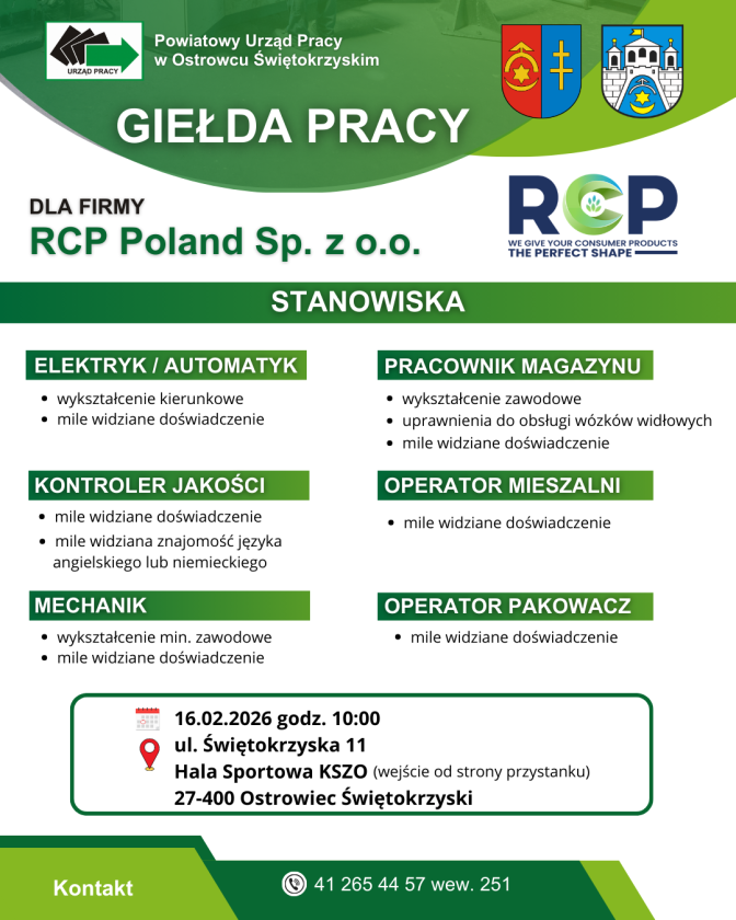 Giełda pracy w Ostrowcu Świętokrzyskim. RCP Poland zaprasza kandydatów