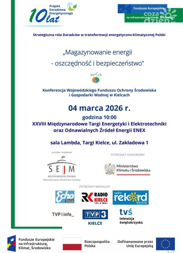 Konferencja „Magazynowanie energii – oszczędność i bezpieczeństwo” podczas Targów ENEX 2026 w Kielcach