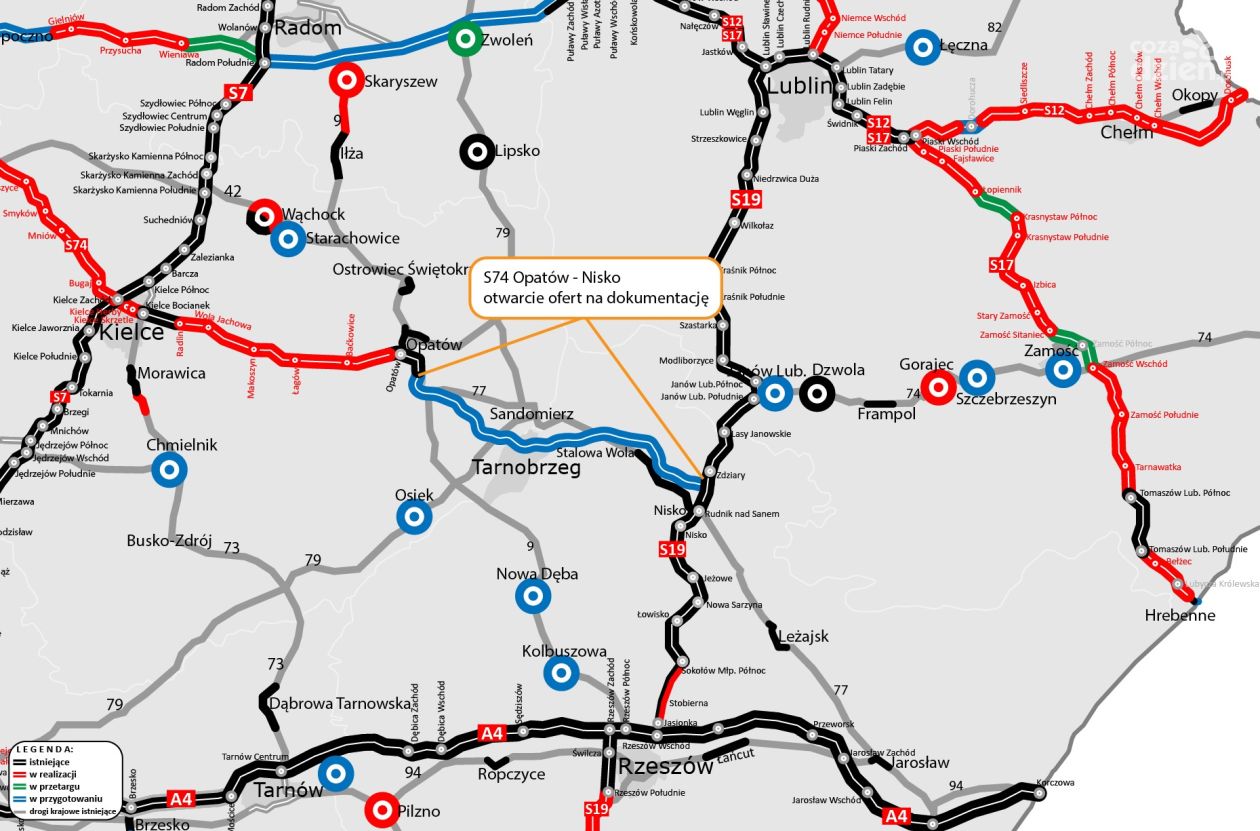 Kilkanaście firm i konsorcjów chętnych do projektowania S74 od Opatowa do Niska