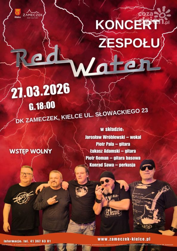 Koncert zespołu „Red Water” w Kielcach – rockowa energia w „Zameczku”