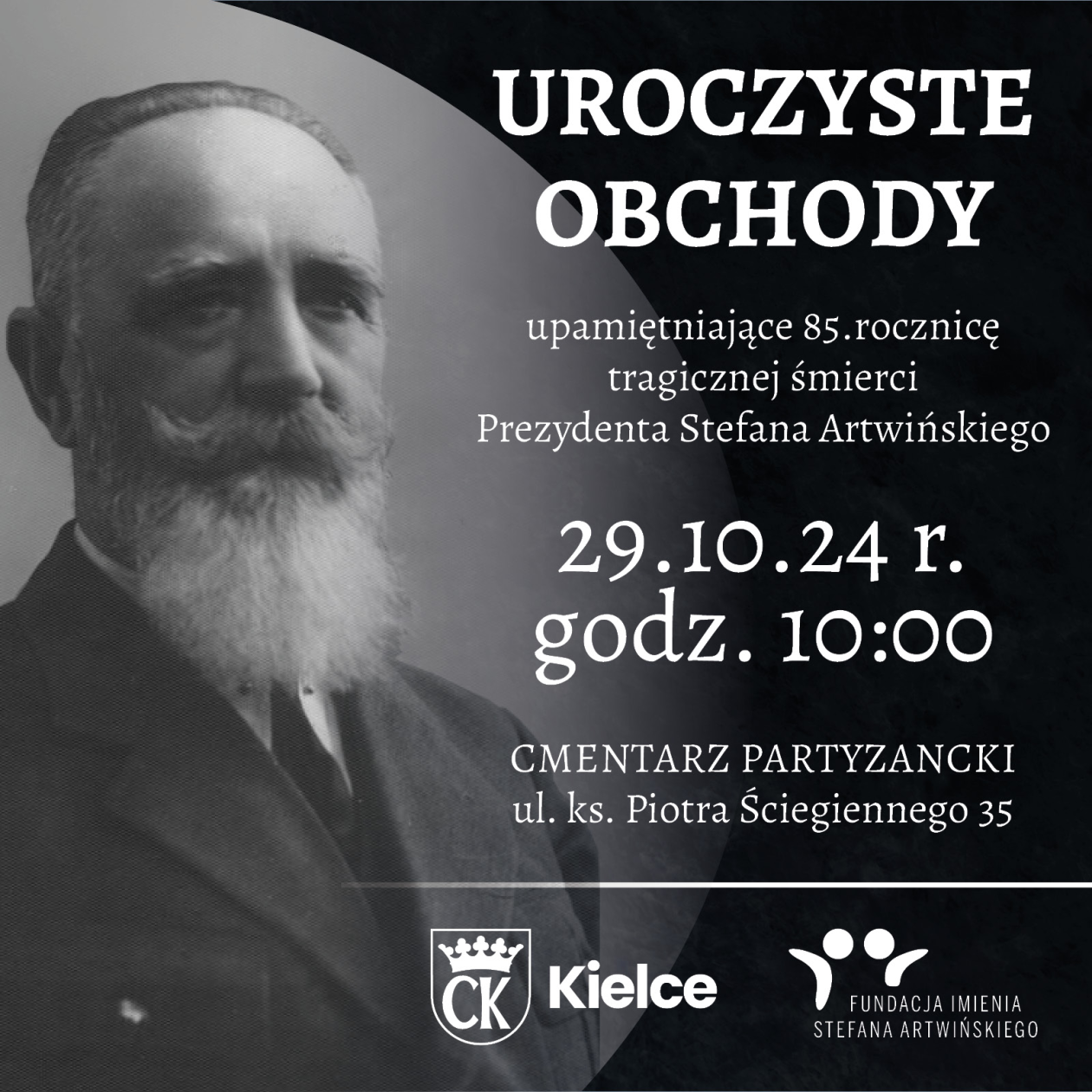 Miasto Kielce upamiętni 85. rocznicę śmierci Stefana Artwińskiego